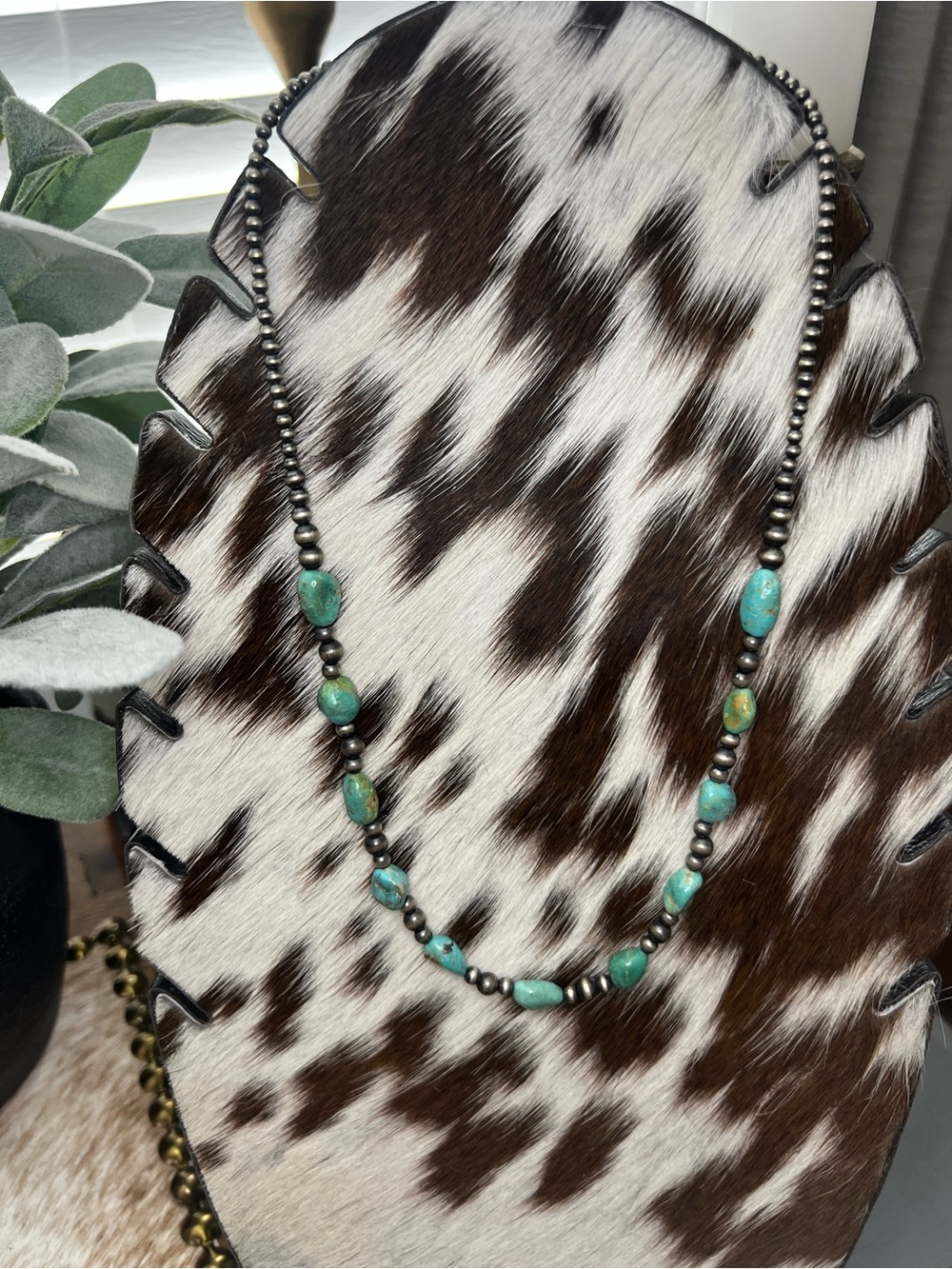 Turquoise & Sterling Silver pearl necklace
